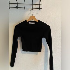 Zara Black Long Sleeve Crop Top